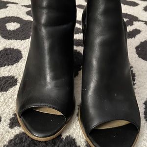 Steve Madden open toe black leather bootie